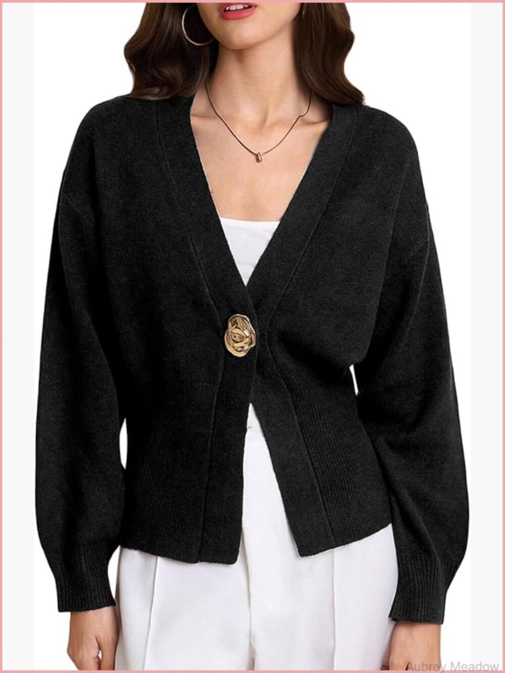 Long Sleeve Deep V Neck Cardigan Sweater Business Casual Dressy Top